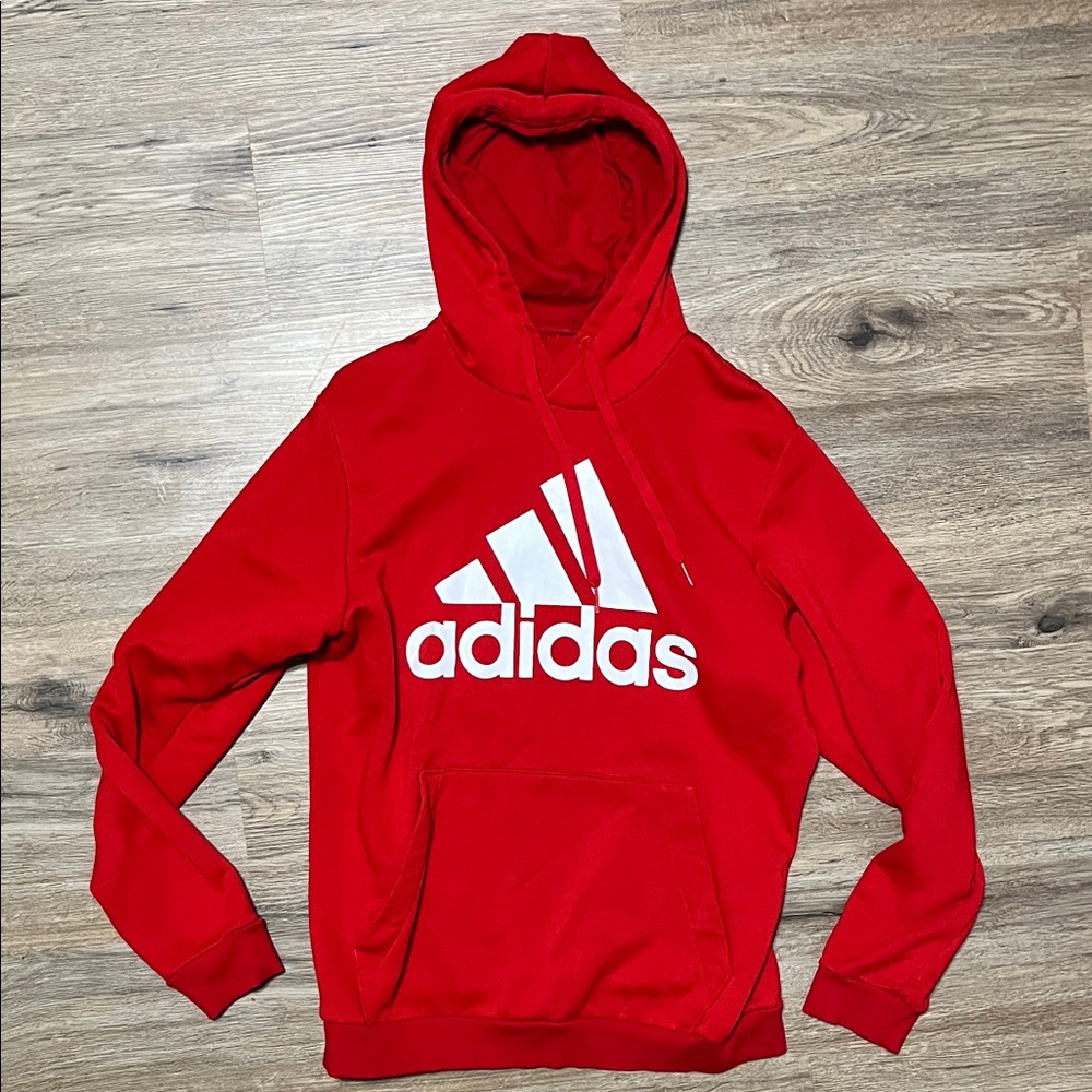 Adidas Men’s Red Hoodie with White Logo